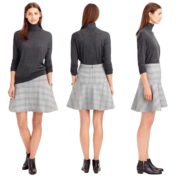 J. CREW PLAZA FIT & FLARE FLOUNCED GLEN PLAID CHECK PREPPY MINI SKIRT - Picture 1 of 10